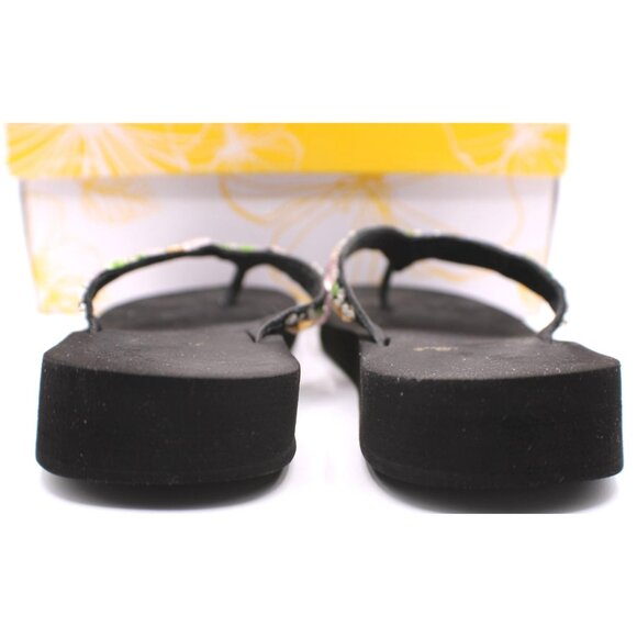 Yellow Box Sandals Doris Size 7 Black w/ Rhinestone Gems Embellished Flip Flops - Picture 6 of 11